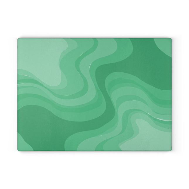 Mint Green Wavey Glass Cutting Board, 11" x 15"