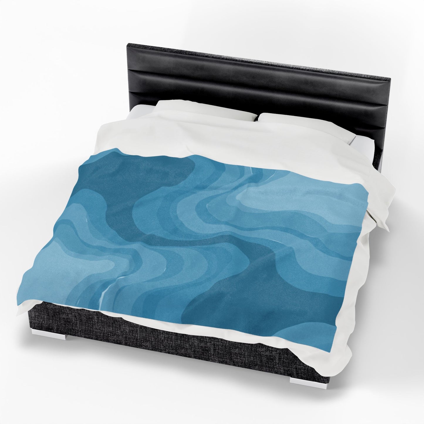 Sky Blue Wavey Velveteen Plush Blanket, 60" x 80"