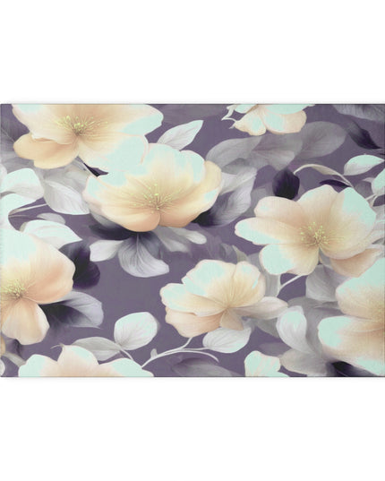 White Blush Floral Bunch Glass Cutting Board, 8" x 11"