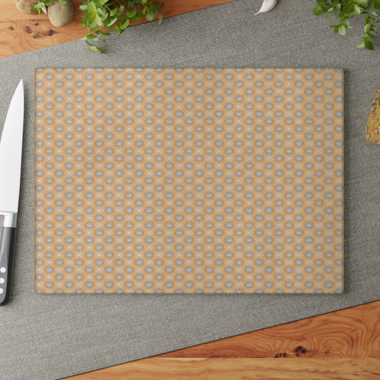 Tan Sunset Star-crossed Bodies Glass Cutting Board, 11" x 15"