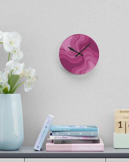 Pinky Mauve Wavey 8" x 8" Round Acrylic Wall Clock