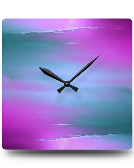 Dark Blue Green Sea Purple Fog Acrylic Wall Clock, Round or Square, 10.75" x 10.75"