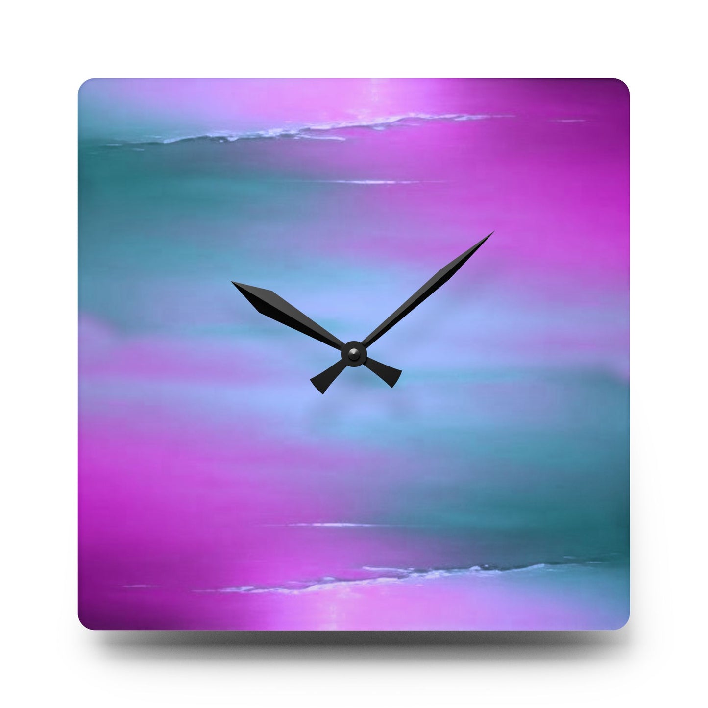 Dark Blue Green Sea Purple Fog Acrylic Wall Clock, Round or Square, 10.75" x 10.75"