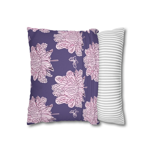 Magenta Floral Butterflies Spun Polyester Square Pillowcase, 14" x 14"
