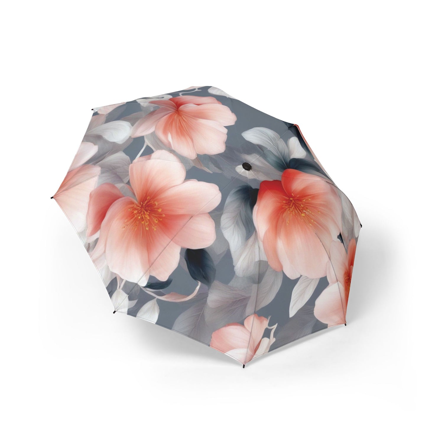 Red Blossom Floral Bunch Foldable Umbrella - Compact & Chic