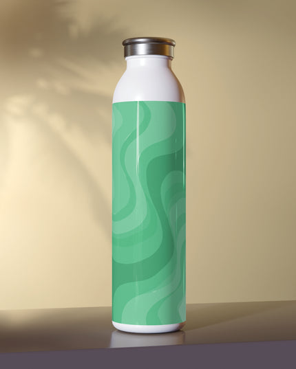 Mint Green Wavey Slim Water Bottle, 20 oz White
