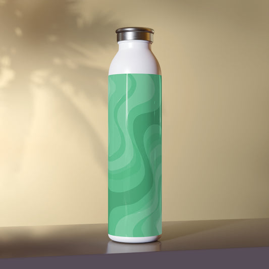 Mint Green Wavey Slim Water Bottle, 20 oz White