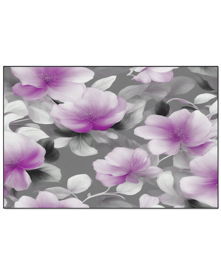 Purple Blossom Floral Bunch Heavy Duty Floor Mat, 48" x 72"