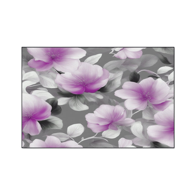 Purple Blossom Floral Bunch Heavy Duty Floor Mat, 48" x 72"