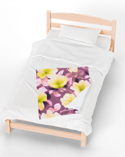 Lemon Blossom Floral Bunch Velveteen Plush Blanket, 30" x 40"