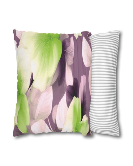 Lime Lavender Floral Bunch Spun Polyester Square Pillowcase, 14" x 14"