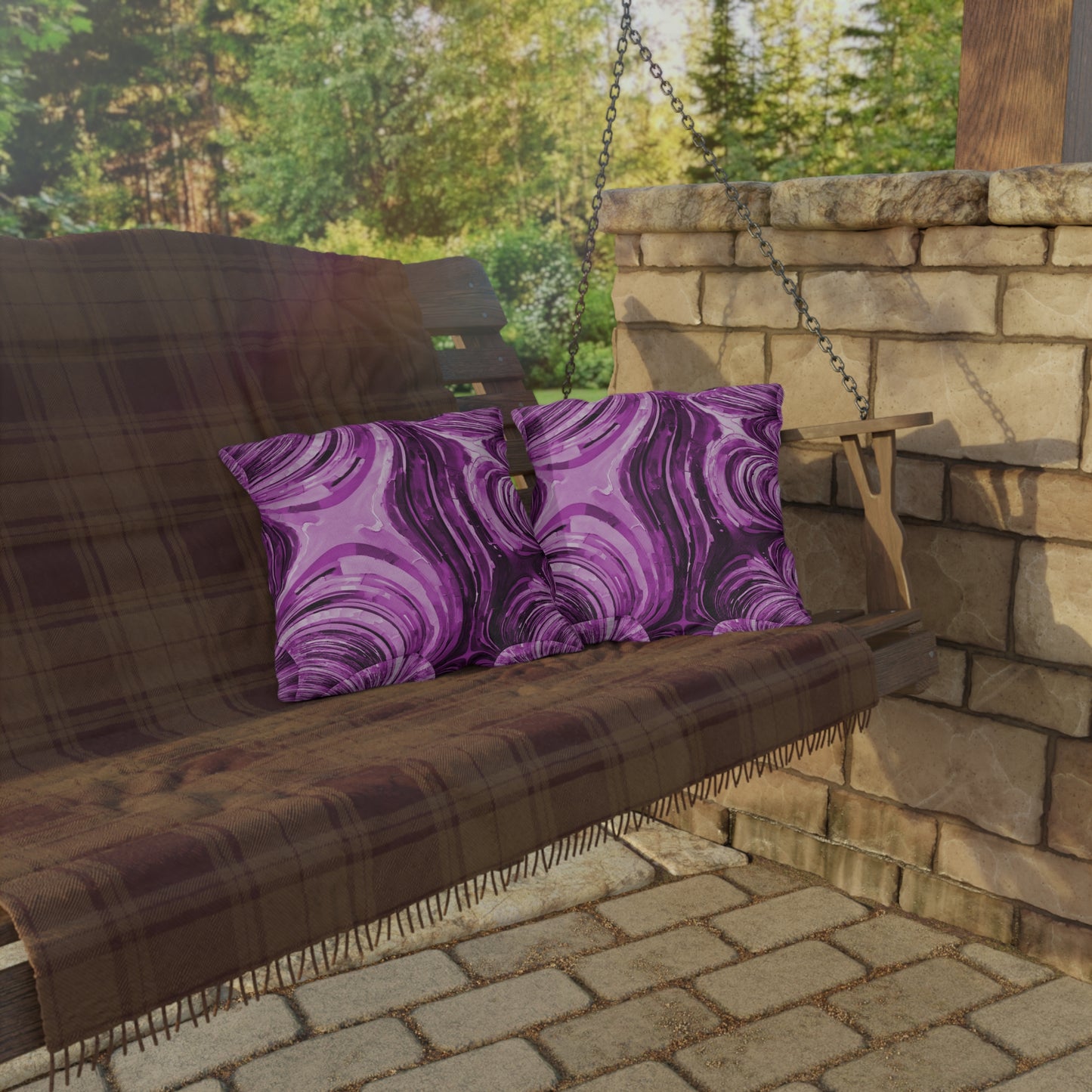 Uzi Spiral Powder Lavender Outdoor Pillow, 16" x 16"