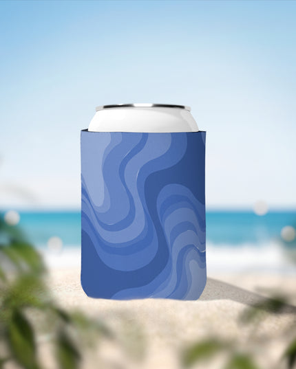 Deep Blue Wavey 12 oz Can Cooler Sleeve