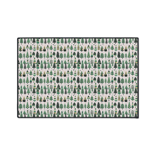 Mini Vintage Green Trees 24" x 36" Heavy Duty Floor Mat