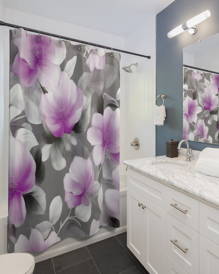 Purple Blossom Floral Bunch Shower Curtains, 71" x 74"
