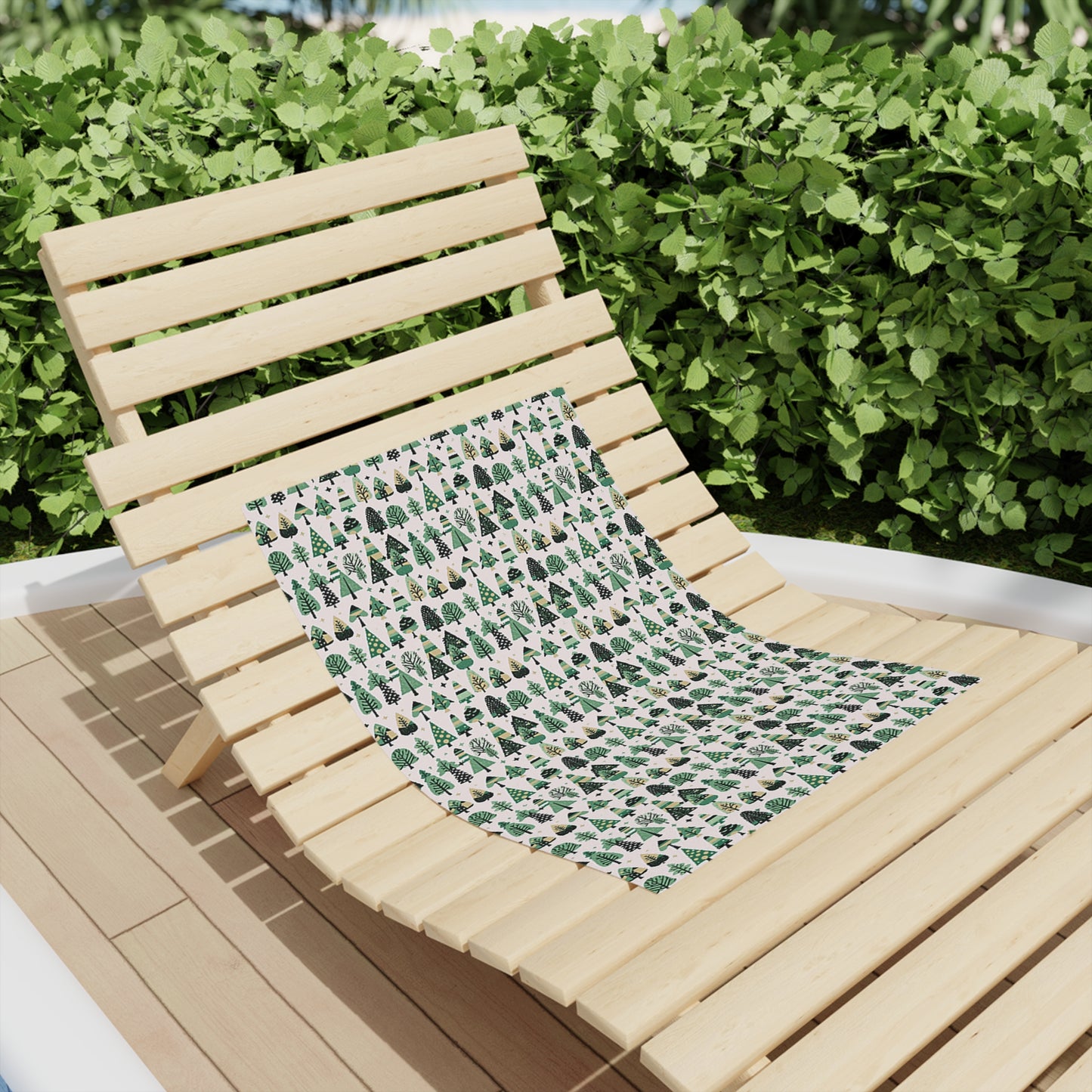Mini Vintage Green Trees Beach Towel, 18" x 27"