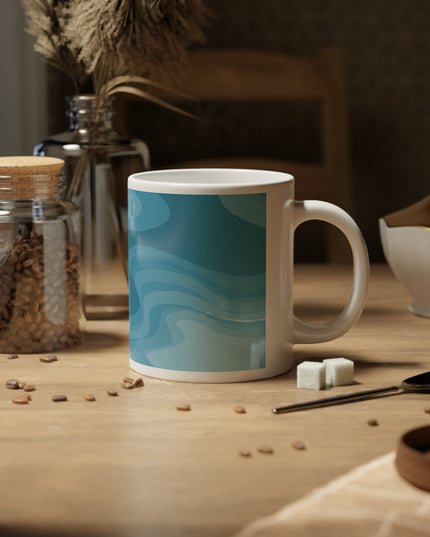 Sky Blue Wavey 20 oz White Glossy Jumbo Mug