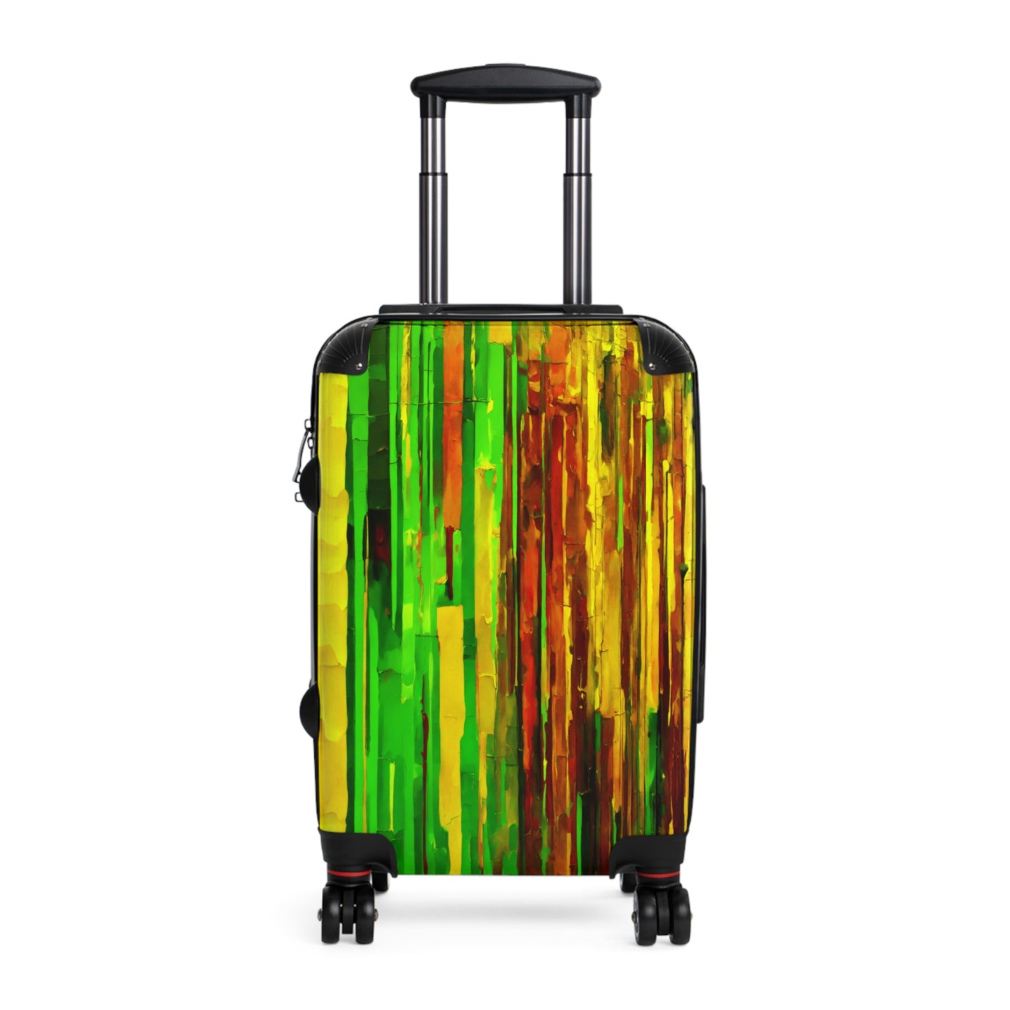 Striped Blue Green Small Suitcase with built in lock, 4 double-wheels, telescopic handle, and ABS back hard-shell