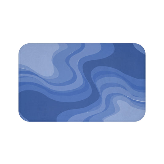 Deep Blue Wavey 34" x 21" Bath Mat