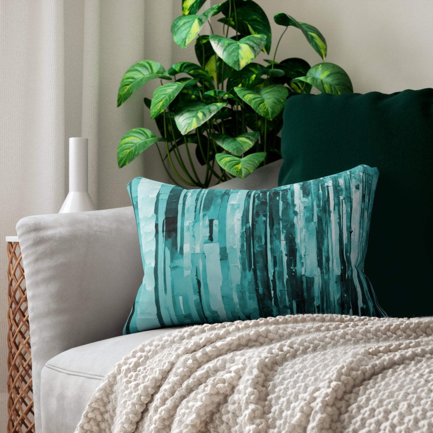 Striped Tif Spun Polyester Lumbar Pillow, 20" x 14"