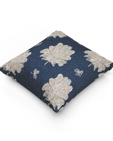 Rose White Floral Butterflies Woven Pillow, 17" x 18"