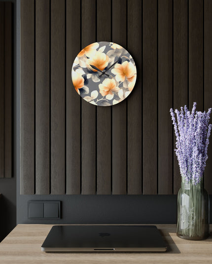 Soft Blossom Floral Bunch Acrylic Wall Clock, Round or Square, 10.75" x 10.75"