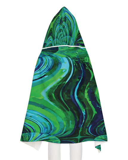 Uzi Spiral Blue Green Youth Hooded Towel, 24" x 48"