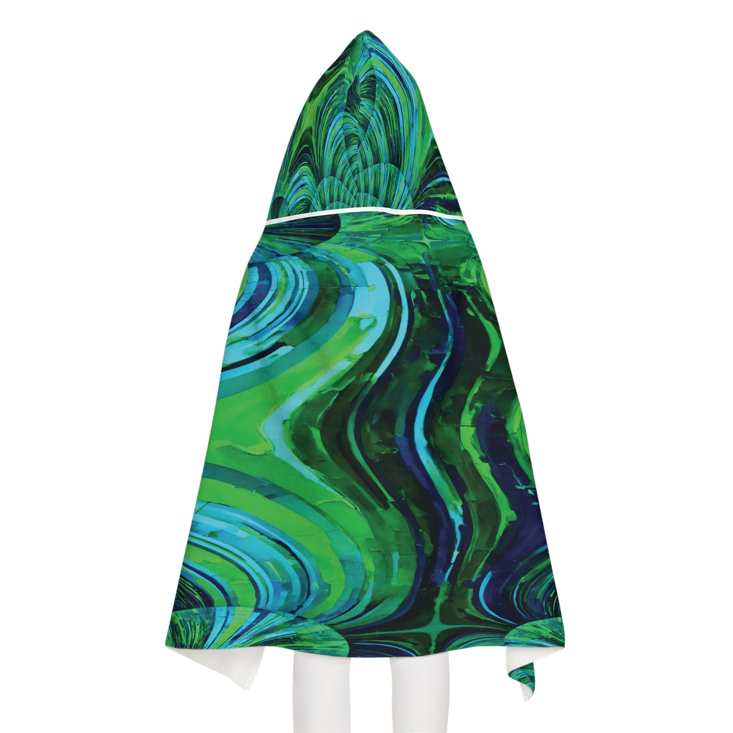 Uzi Spiral Blue Green Youth Hooded Towel, 24" x 48"