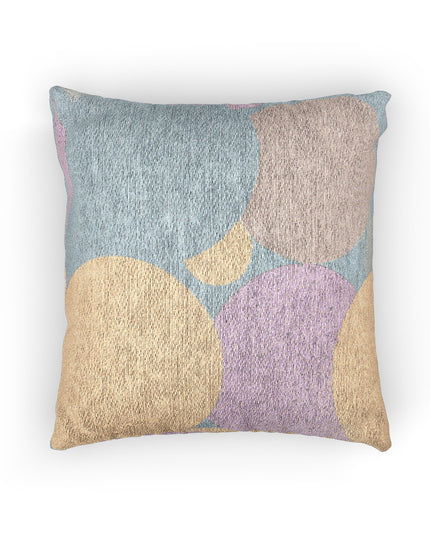 Pastel Baby Blue and Peach Patches Woven Pillow, 17" x 18"