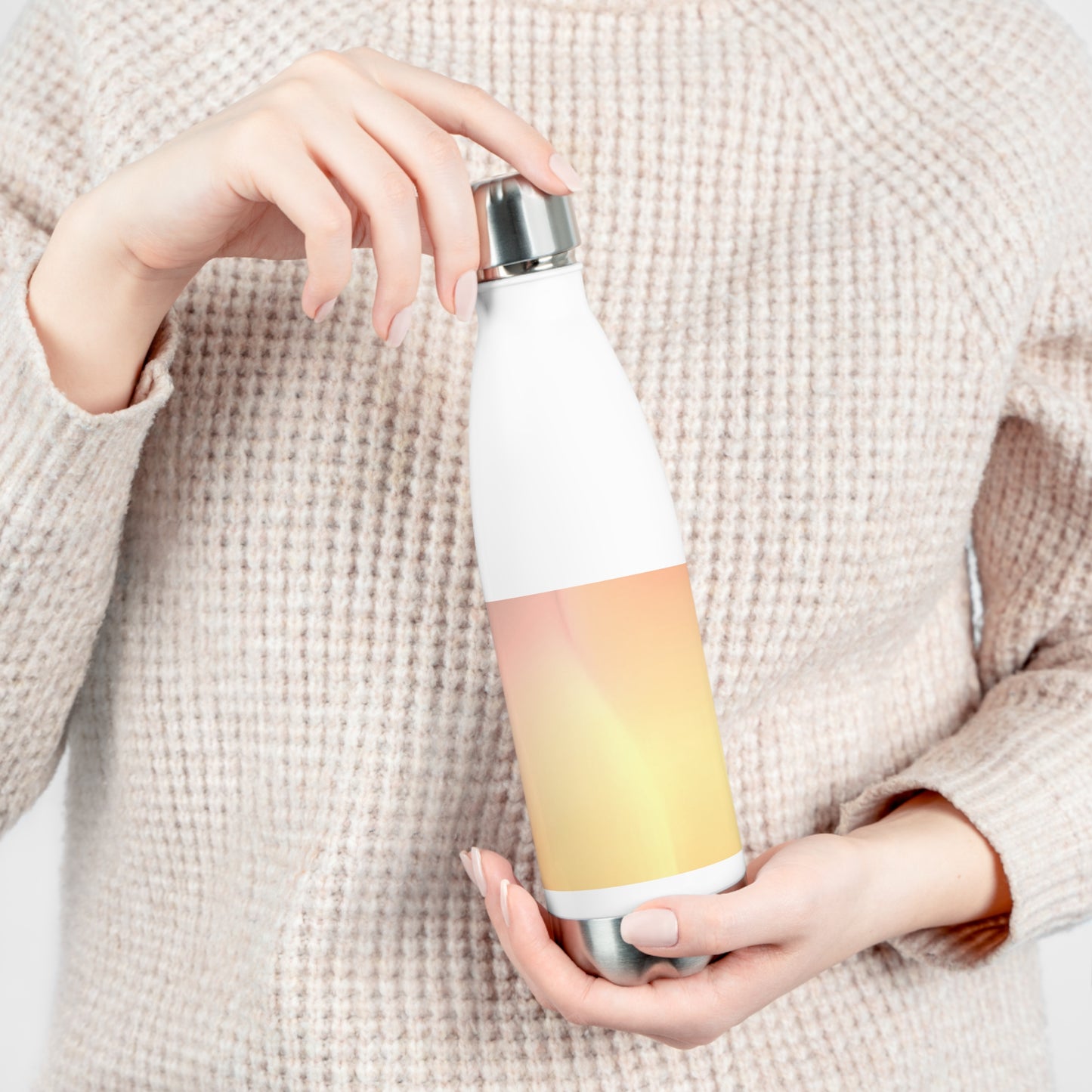 Hot Peach Fade 20oz Insulated White Water Bottle