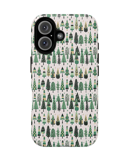 Mini Vintage Green Trees Iphone 16 Tough Magnetic Cases