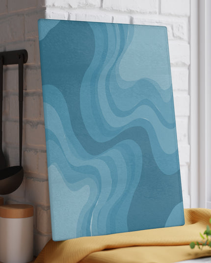 Sky Blue Wavey Glass Cutting Board, 11" x 15"