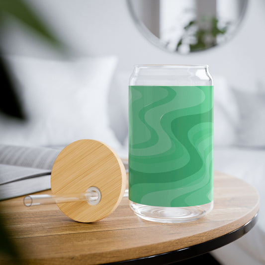 Mint Green Wavey Sipper Glass, 16oz