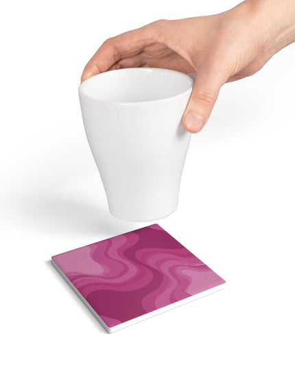 Pinky Mauve Wavey 4" x 4" Square Ceramic Coaster