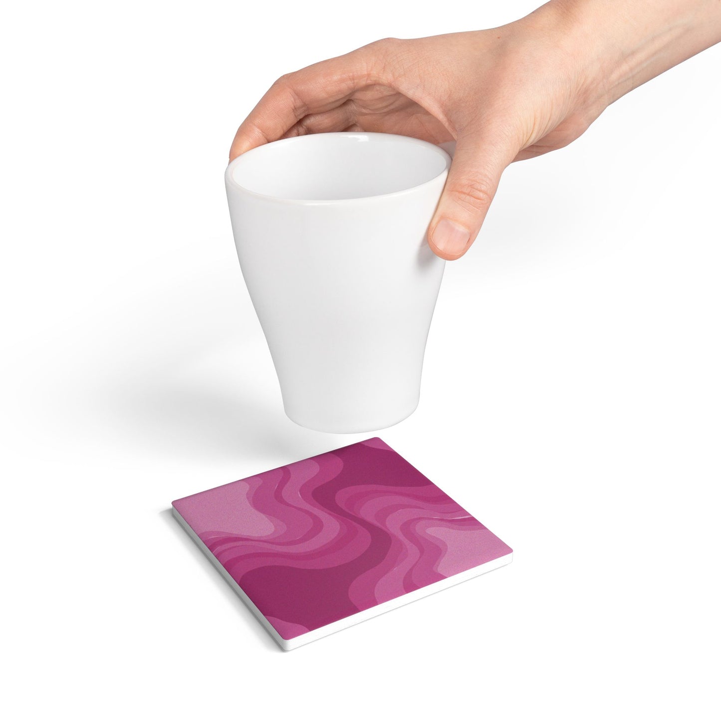 Pinky Mauve Wavey 4" x 4" Square Ceramic Coaster