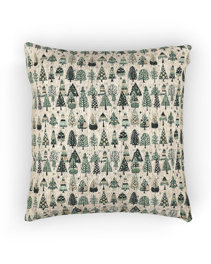 Mini Vintage Green Trees Woven Pillow, 17" x 18"