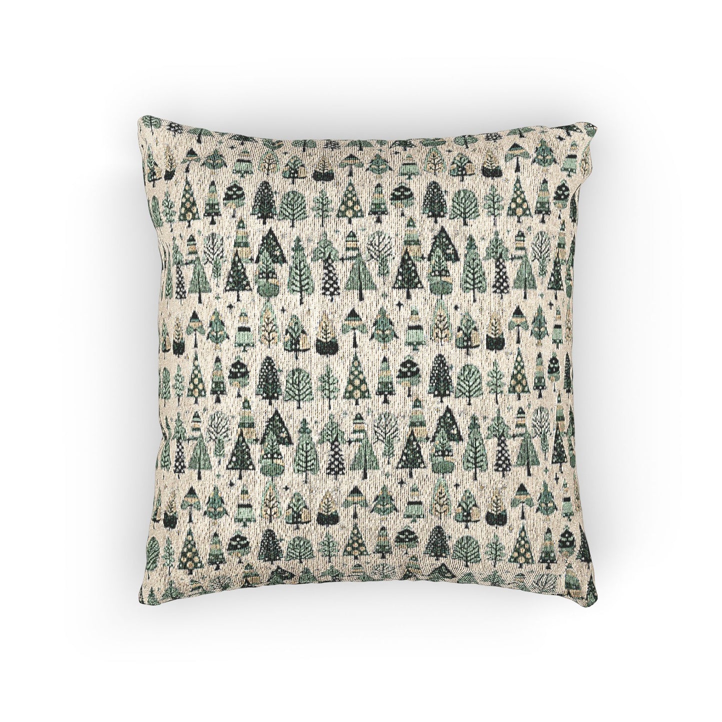 Mini Vintage Green Trees Woven Pillow, 17" x 18"