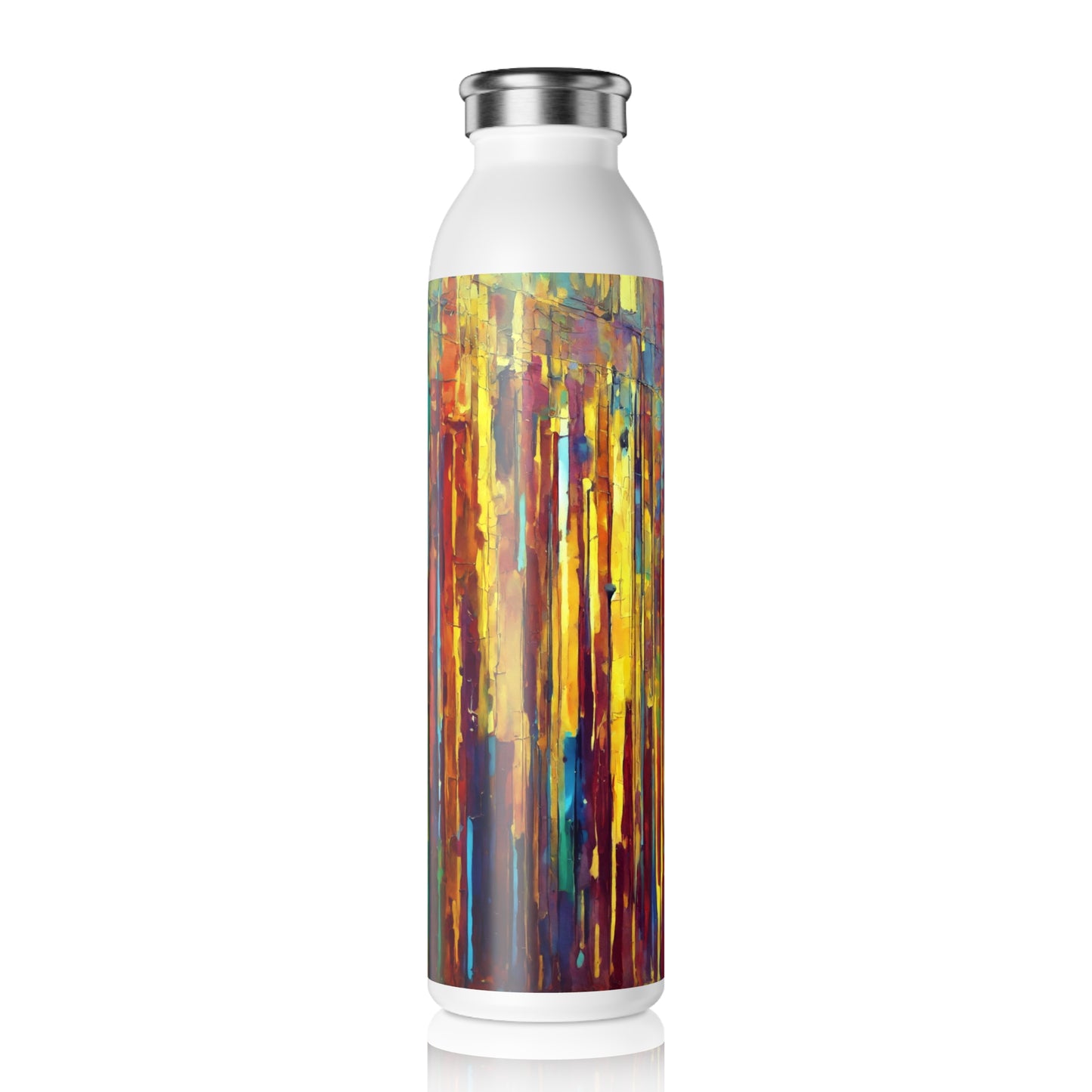 Striped Alpha Slim Water Bottle, 20 oz White