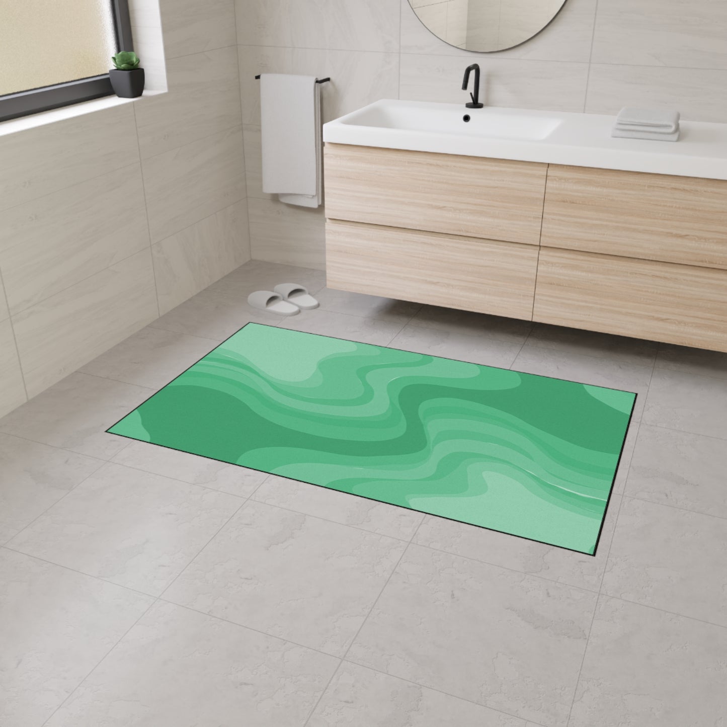 Mint Green Wavey 36" x 60" Heavy Duty Floor Mat