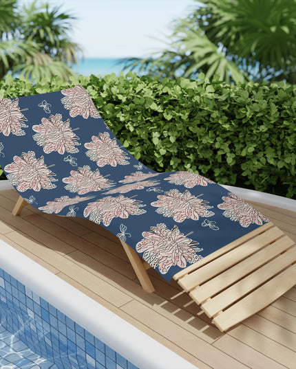 Rose White Floral Butterflies Beach Towel, 30" x 60"