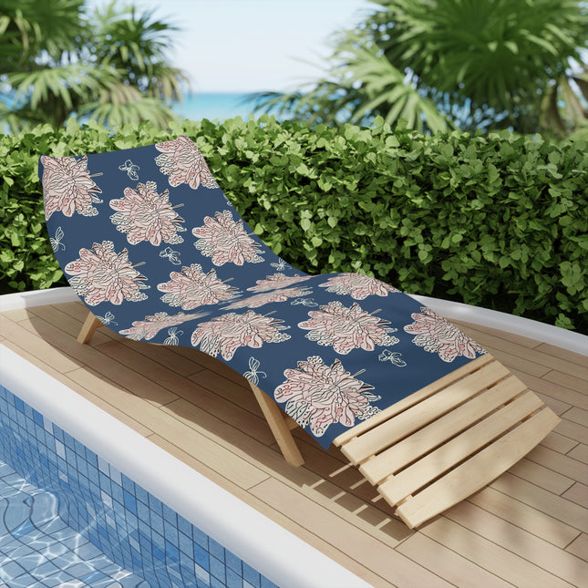 Rose White Floral Butterflies Beach Towel, 30" x 60"