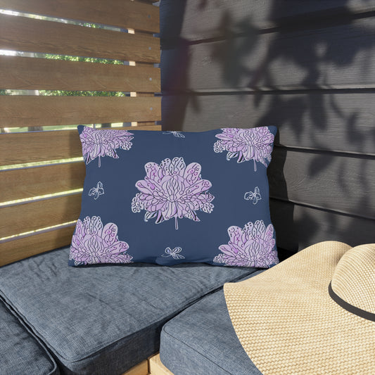 Purple White Floral Butterflies 20" x 14" Outdoor Pillow