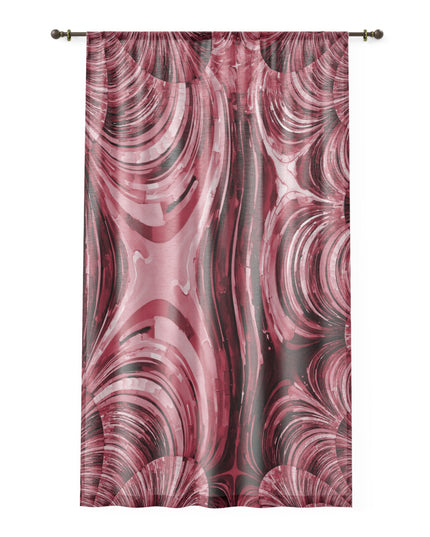 Uzi Spiral Ruby Sheer Window Curtain, 50" x 84", partially transparent