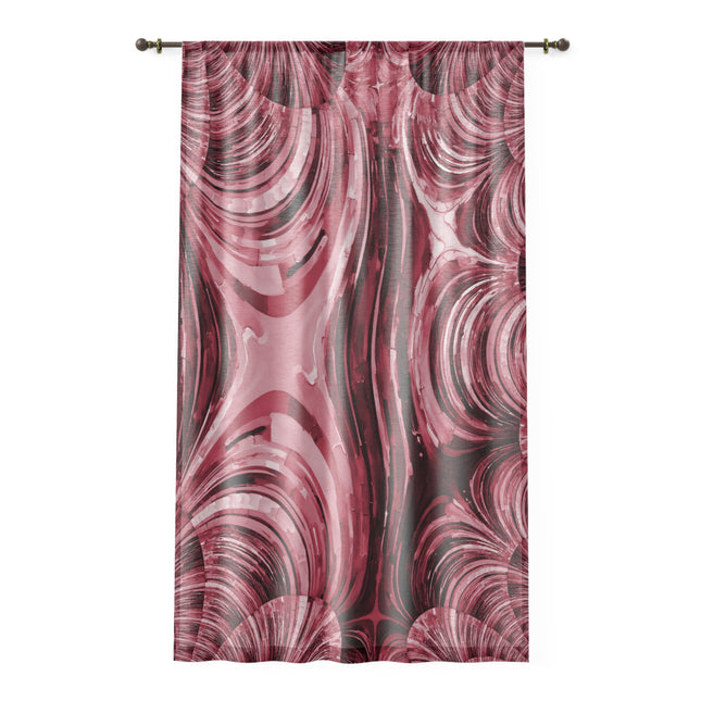 Uzi Spiral Ruby Sheer Window Curtain, 50" x 84", partially transparent