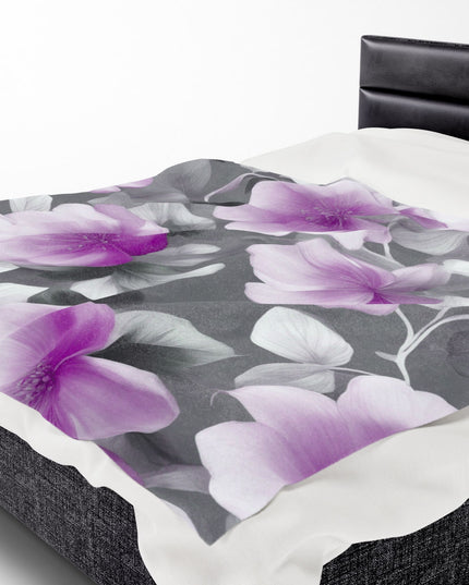 Purple Blossom Floral Bunch Velveteen Plush Blanket, 60" x 80"