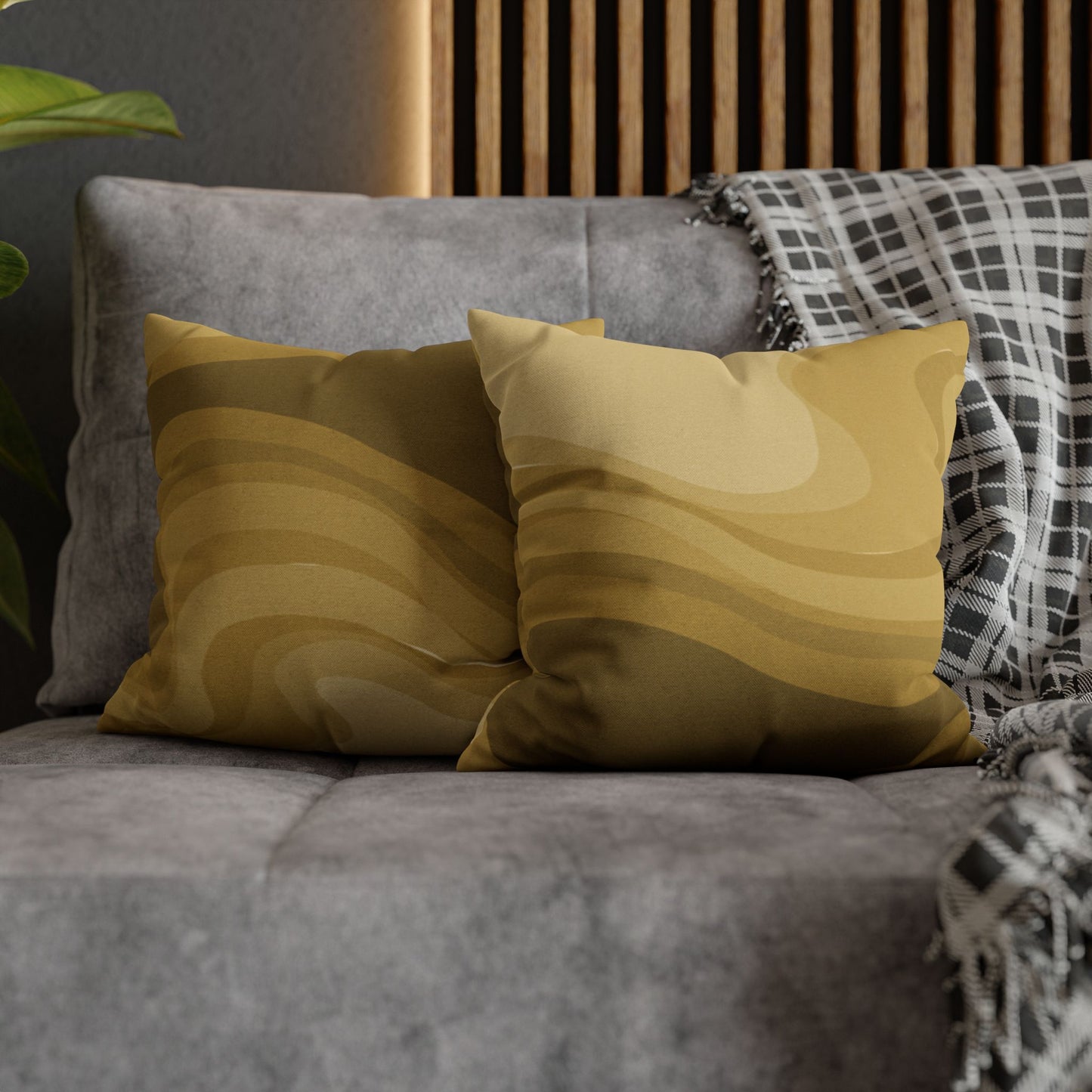 Brown Wavey Spun Polyester Square Pillowcase, 14" x 14"