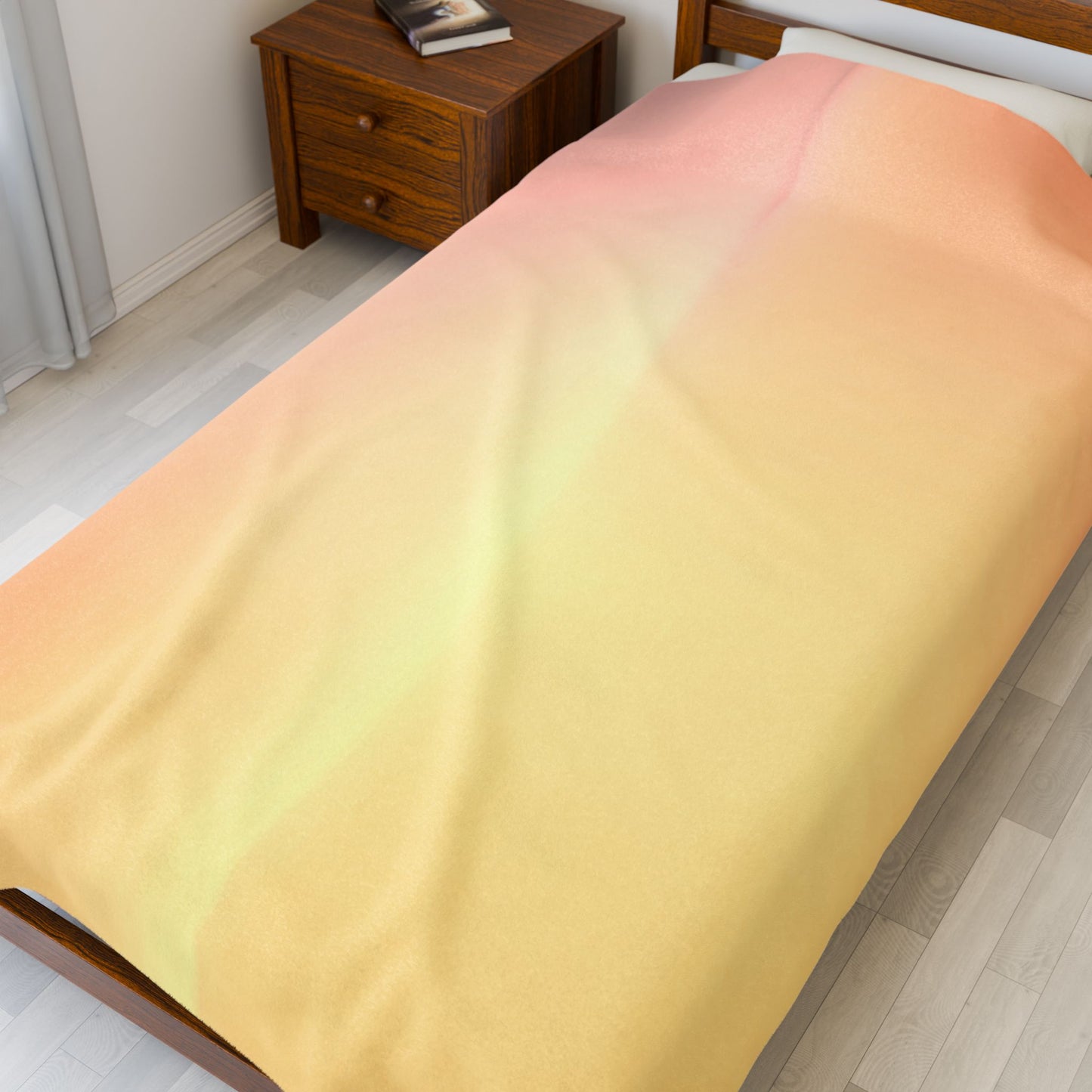 Hot Peach Fade Velveteen Plush Blanket, 60" x 80"