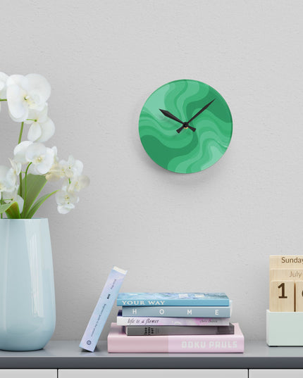 Mint Green Wavey 8" x 8" Round Acrylic Wall Clock