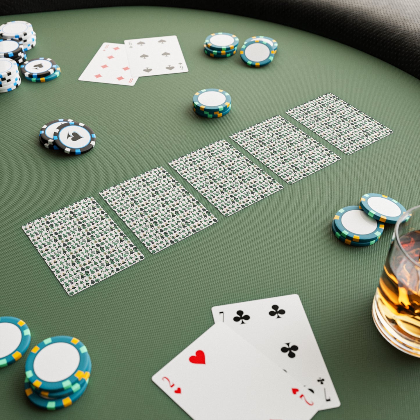 Mini Vintage Green Trees Poker Cards