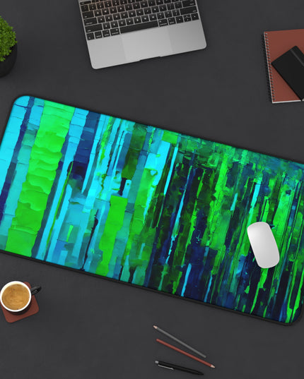 Striped Blue Green 16" x 32" Desk Mat